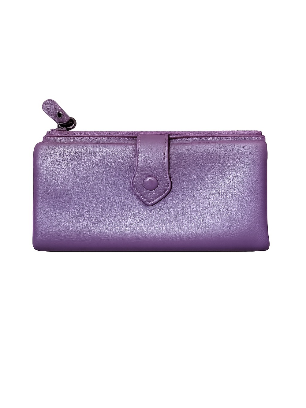 Purple Leather RFID Checkbook Wallet Clutch Zip Around Card Holder Women’s